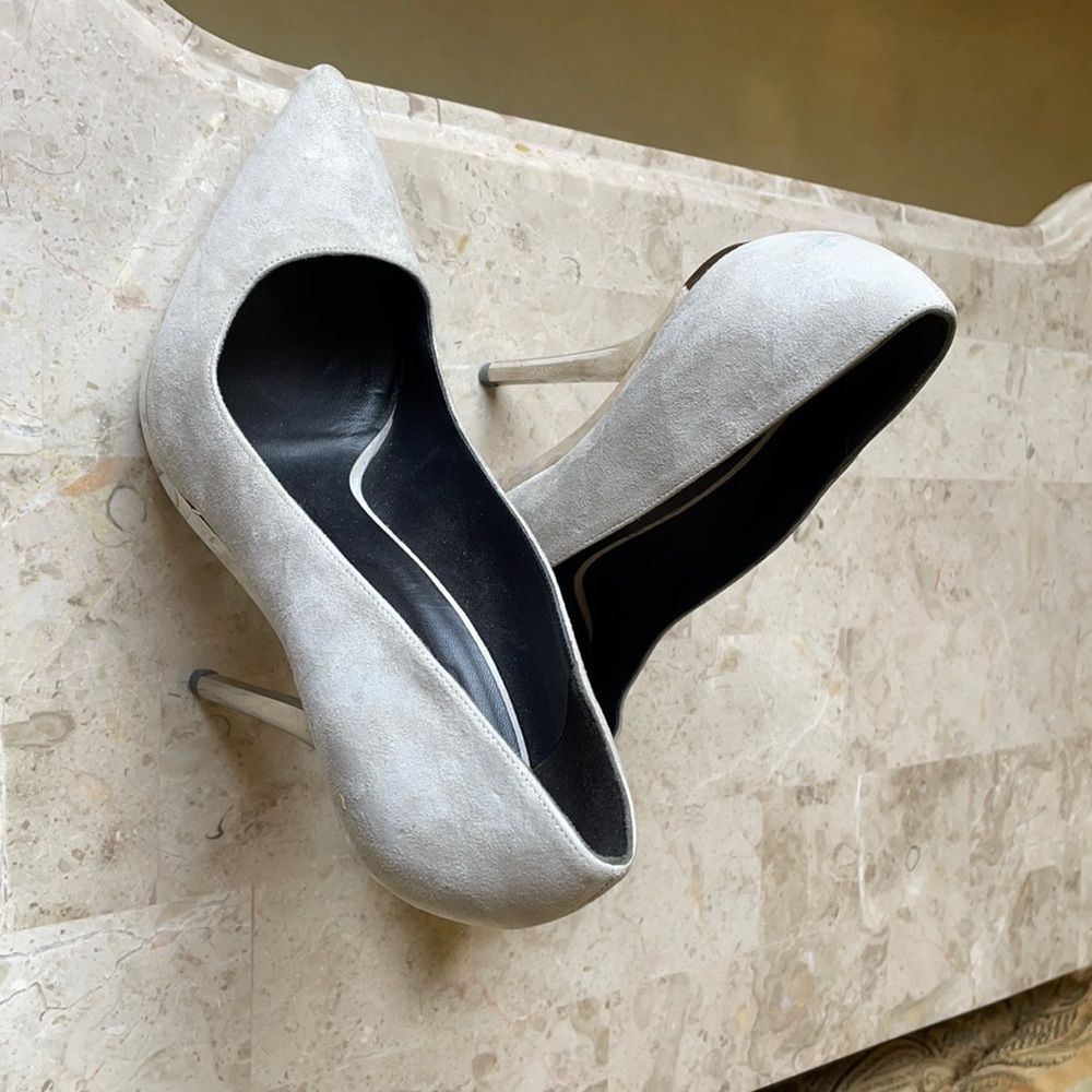 Versace Grey Suede Mirrored Pump size 40 US10